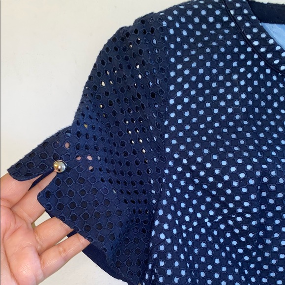 Line - Korean Women’s Navy Blue Eyelet Dress (Size: 66 Korean about US Size: 6) - Picture 5 of 16